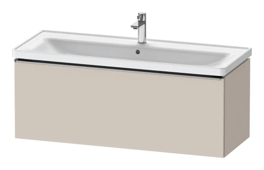 Nur Heute Duravit D-Neo Waschtischunterschrank mit 1 Auszug Griff Edelstahl Gebürstet 1184 x 440 x 452 mm - Taupe Matt