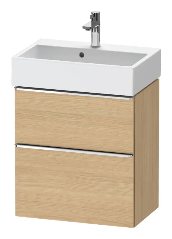Neuheit Duravit D-Neo Waschtischunterschrank mit 2 Auszügen Griff Chrom Hochglanz 584 x 625 x 372 mm - Eiche Natur Matt