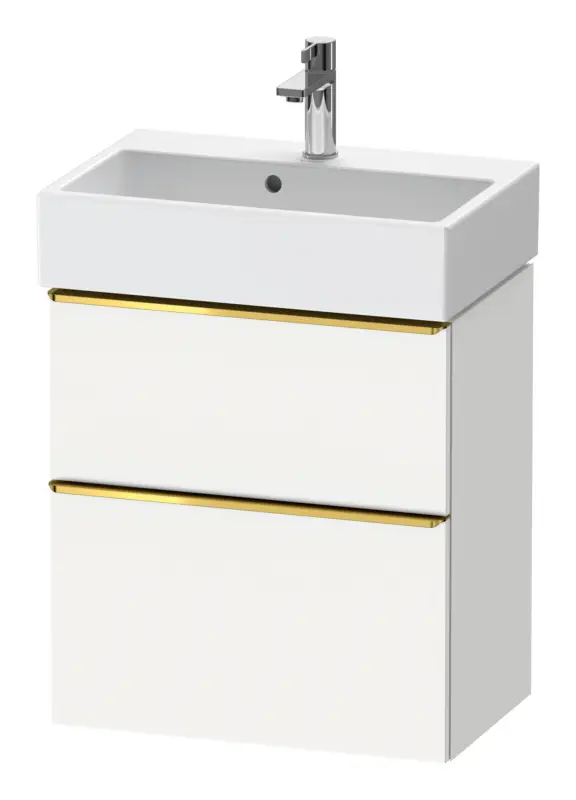 Nur Heute Duravit D-Neo Waschtischunterschrank mit 2 Auszügen Griff Gold Poliert 584 x 625 x 372 mm - Weiß Matt