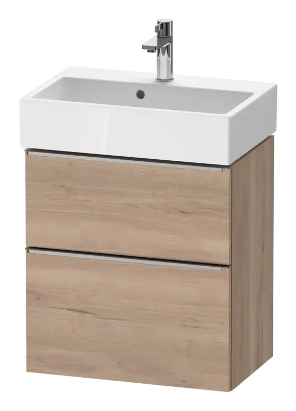 Ausverkauf Duravit D-Neo Waschtischunterschrank mit 2 Auszügen Griff Edelstahl Gebürstet 584 x 625 x 372 mm - Eiche Marmoriert Matt
