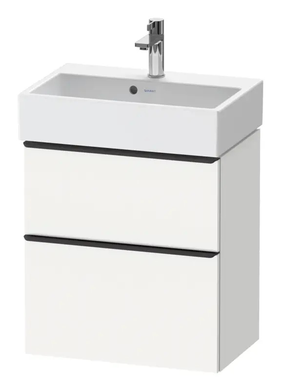 Duravit D-Neo Waschtischunterschrank mit 2 Auszügen Griff Diamantschwarz Matt 584 x 625 x 372 mm - Weiß Matt Abverkauf