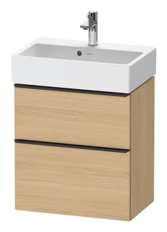 Bestpreis Duravit D-Neo Waschtischunterschrank mit 2 Auszügen Griff Diamantschwarz Matt 584 x 625 x 372 mm - Eiche Natur Matt