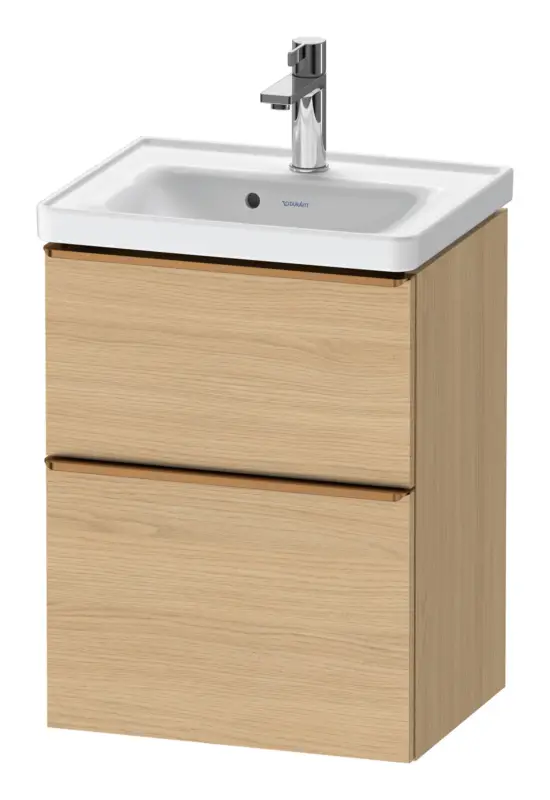 Duravit D-Neo Waschtischunterschrank mit 2 Auszügen Griff Bronze Gebürstet 484 x 625 x 372 mm - Eiche Natur Matt Highlight