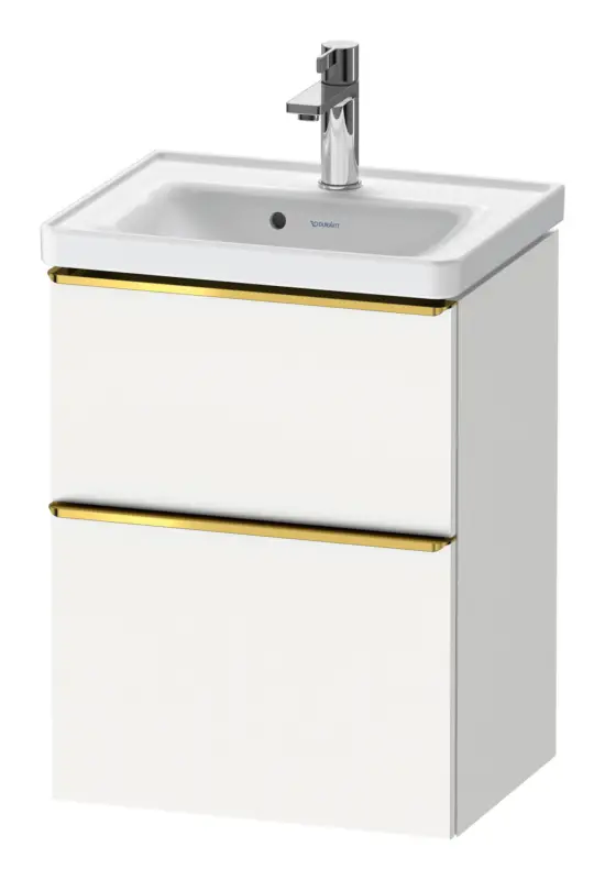Duravit D-Neo Waschtischunterschrank mit 2 Auszügen Griff Gold Poliert 484 x 625 x 372 mm - Weiß Matt Ausverkauf