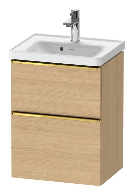 Duravit D-Neo Waschtischunterschrank mit 2 Auszügen Griff Gold Poliert 484 x 625 x 372 mm - Eiche Natur Matt Neue Ware