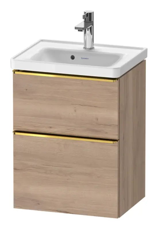 Duravit D-Neo Waschtischunterschrank mit 2 Auszügen Griff Gold Poliert 484 x 625 x 372 mm - Eiche Marmoriert Matt Direktkauf