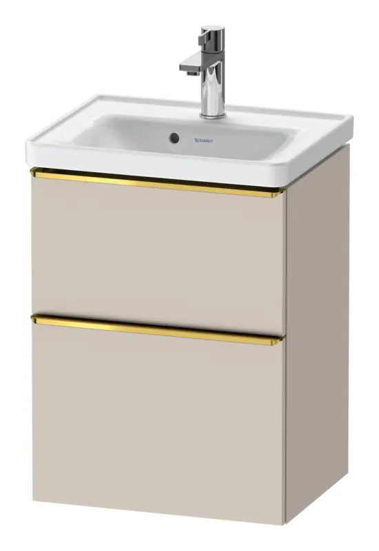 Highlight Duravit D-Neo Waschtischunterschrank mit 2 Auszügen Griff Gold Poliert 484 x 625 x 372 mm - Taupe Matt