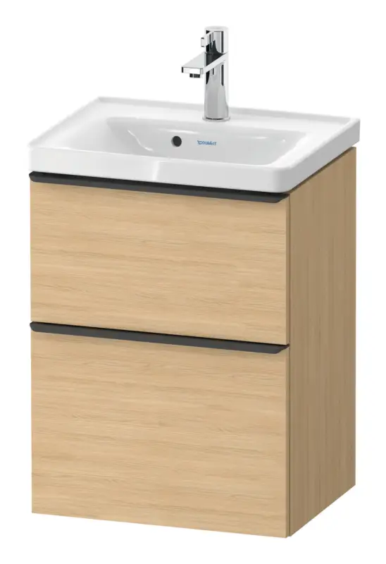 Duravit D-Neo Waschtischunterschrank mit 2 Auszügen Griff Diamantschwarz Matt 484 x 625 x 372 mm - Eiche Natur Matt Begrenztes Angebot