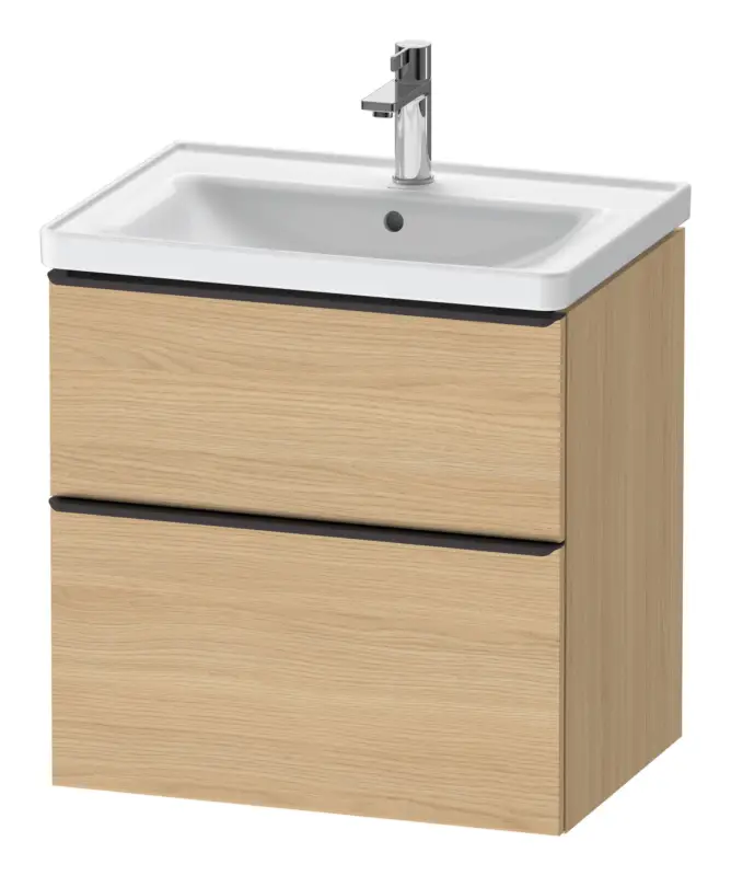 Duravit D-Neo Waschtischunterschrank mit 2 Auszügen Griff Diamantschwarz Matt 634 x 625 x 452 mm - Eiche Natur Matt Preiswert