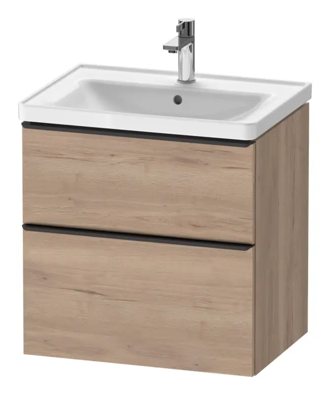 Duravit D-Neo Waschtischunterschrank mit 2 Auszügen Griff Diamantschwarz Matt 634 x 625 x 452 mm - Eiche Marmoriert Matt Neue Ware