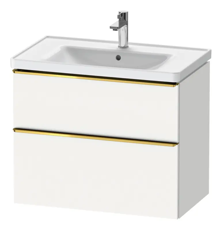 Highlight Duravit D-Neo Waschtischunterschrank für 236780 mit 2 Auszügen Griff Gold Poliert 784 x 625 x 452 mm - Weiß Matt