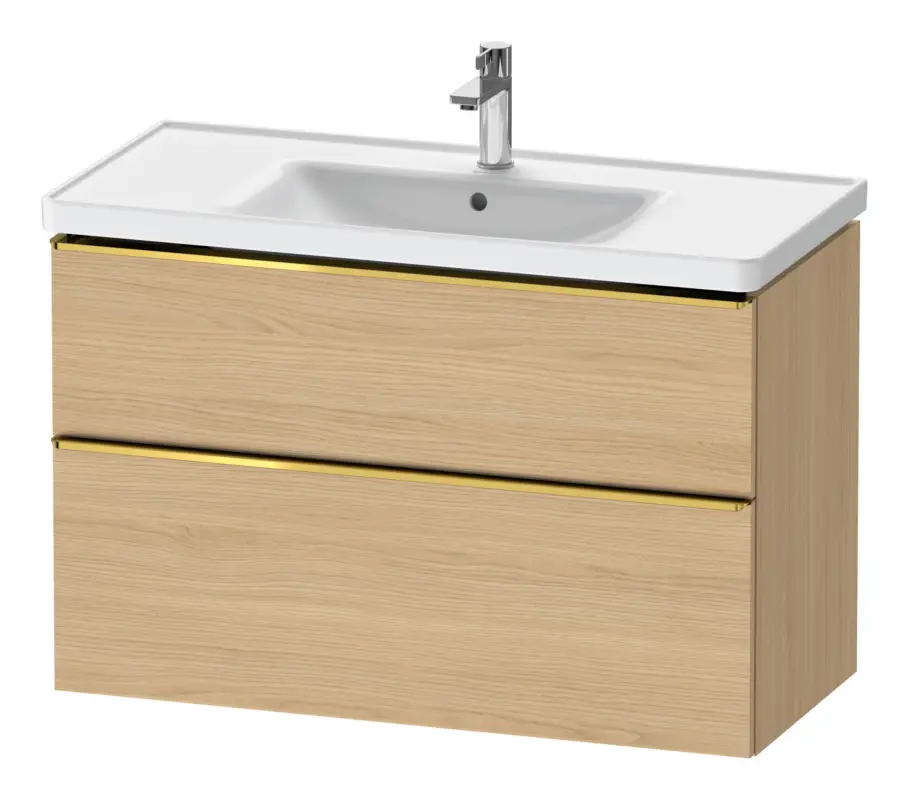 Mega-Angebot Duravit D-Neo Waschtischunterschrank mit 2 Auszügen Griff Gold Poliert 984 x 625 x 452 mm - Eiche Natur Matt