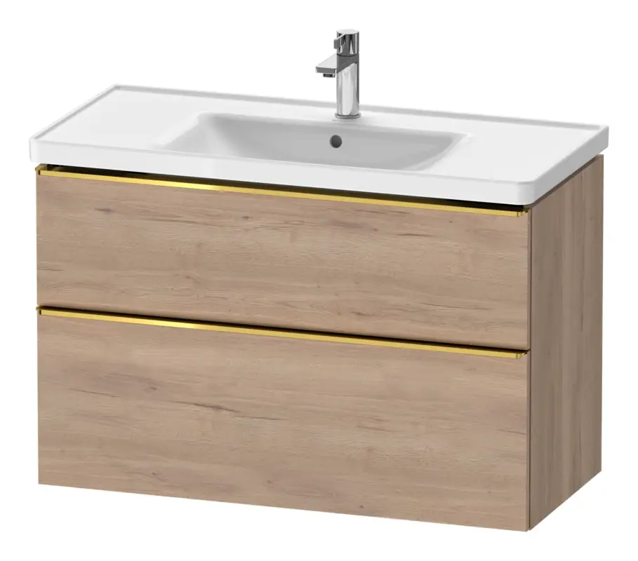 Meistverkauft Duravit D-Neo Waschtischunterschrank mit 2 Auszügen Griff Gold Poliert 984 x 625 x 452 mm - Eiche Marmoriert Matt