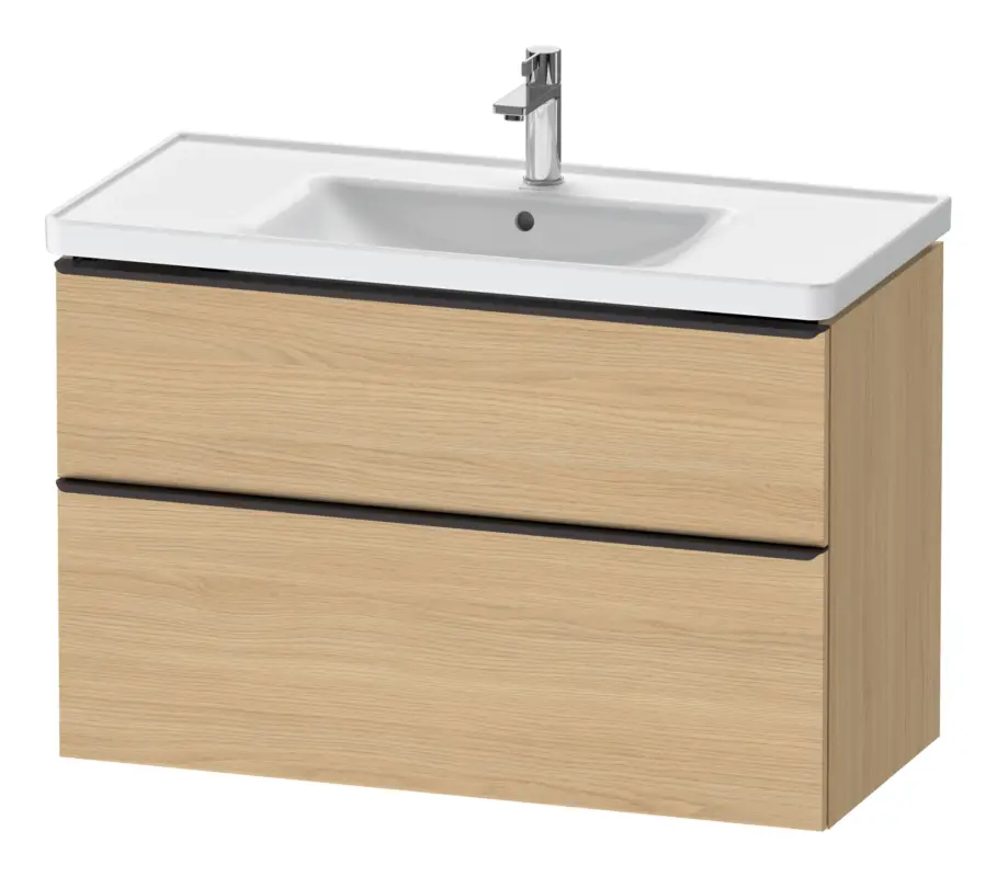 Duravit D-Neo Waschtischunterschrank mit 2 Auszügen Griff Diamantschwarz Matt 984 x 625 x 452 mm - Eiche Natur Matt Neue Kollektion
