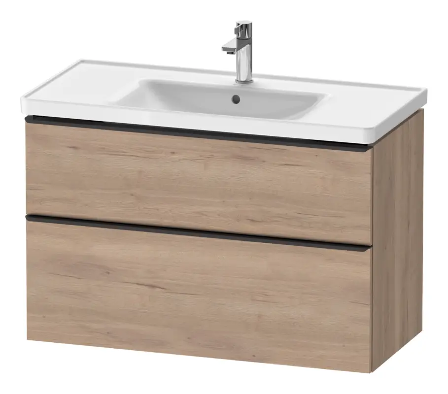 Echt Duravit D-Neo Waschtischunterschrank mit 2 Auszügen Griff Diamantschwarz Matt 984 x 625 x 452 mm - Eiche Marmoriert Matt