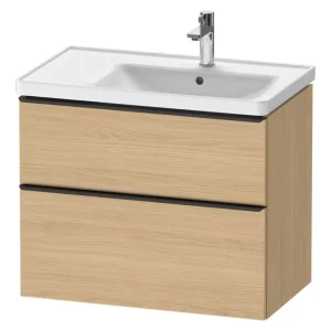 Ausverkauf Duravit D-Neo Waschtischunterschrank für 237080 mit 2 Auszügen Griff Diamantschwarz Matt 784 x 625 x 452 mm - Eiche Natur Matt