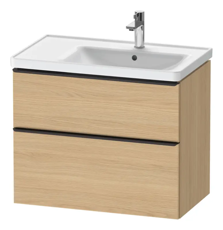 Ausverkauf Duravit D-Neo Waschtischunterschrank für 237080 mit 2 Auszügen Griff Diamantschwarz Matt 784 x 625 x 452 mm - Eiche Natur Matt