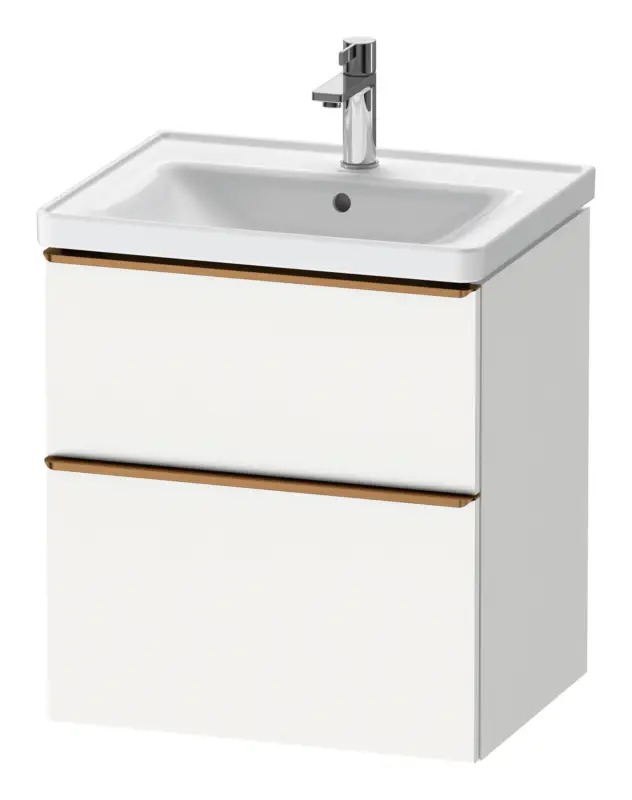 Duravit D-Neo Waschtischunterschrank mit 2 Auszügen Griff Bronze Gebürstet 584 x 625 x 452 mm - Weiß Matt Abverkauf
