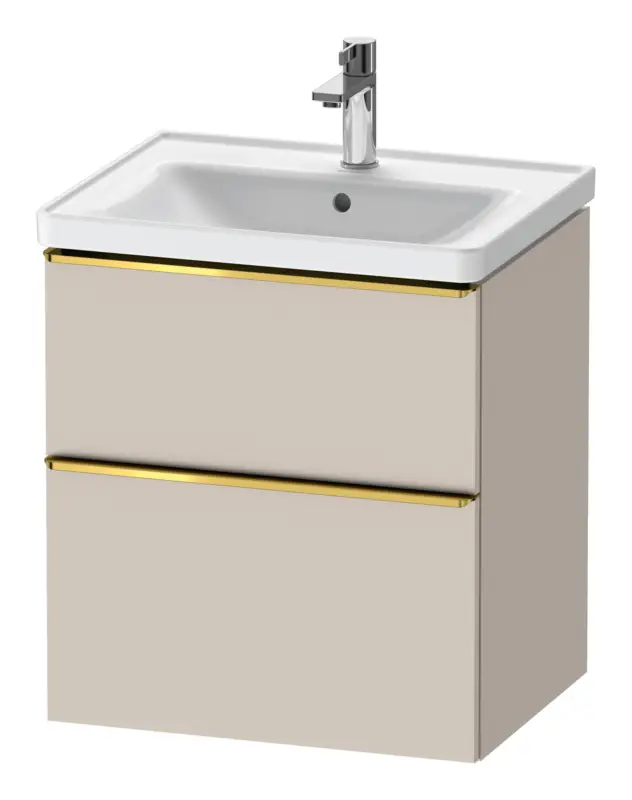 Nur Heute Duravit D-Neo Waschtischunterschrank mit 2 Auszügen Griff Gold Poliert 584 x 625 x 452 mm - Taupe Matt
