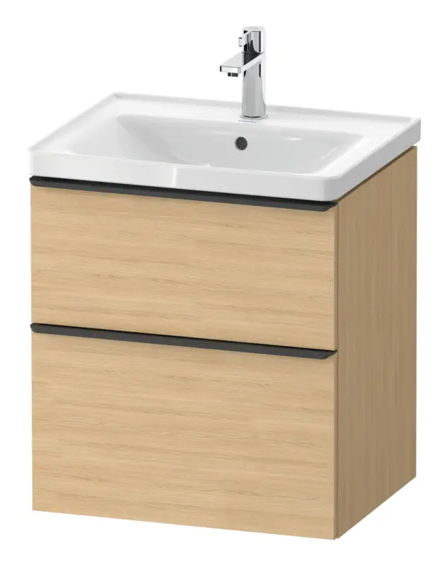 Direktkauf Duravit D-Neo Waschtischunterschrank mit 2 Auszügen Griff Diamantschwarz Matt 584 x 625 x 452 mm - Eiche Natur Matt