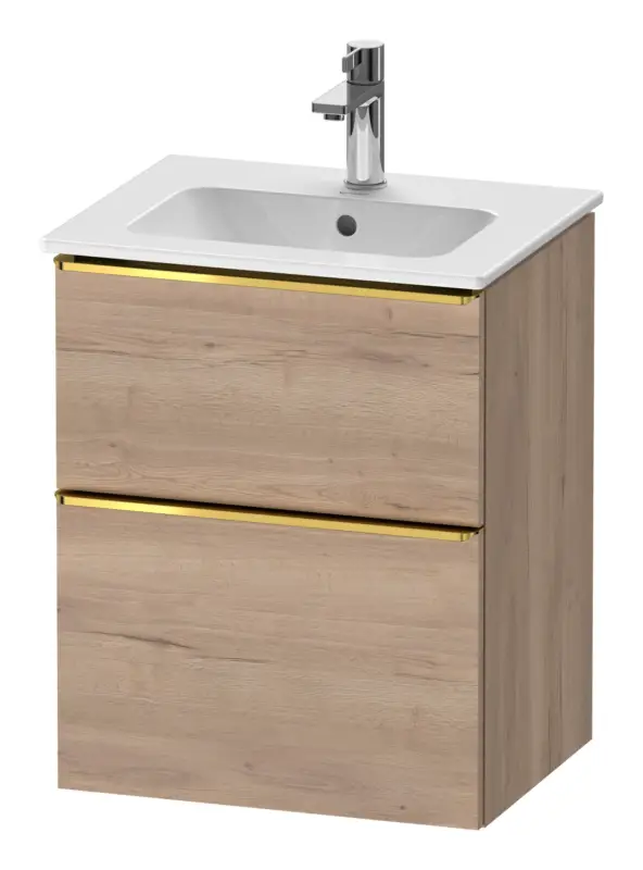 Neu Im Sortiment Duravit D-Neo Waschtischunterschrank mit 2 Auszügen Griff Gold Poliert 510 x 625 x 402 mm - Eiche Marmoriert Matt