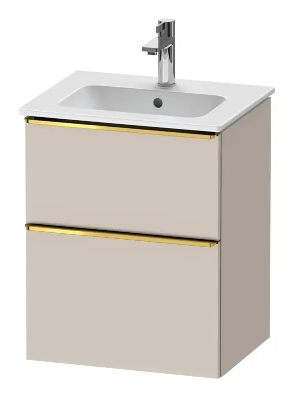 Neuheit Duravit D-Neo Waschtischunterschrank mit 2 Auszügen Griff Gold Poliert 510 x 625 x 402 mm - Taupe Matt