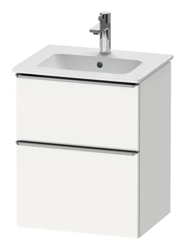 Duravit D-Neo Waschtischunterschrank mit 2 Auszügen Griff Edelstahl Gebürstet 510 x 625 x 402 mm - Weiß Matt Must-Have