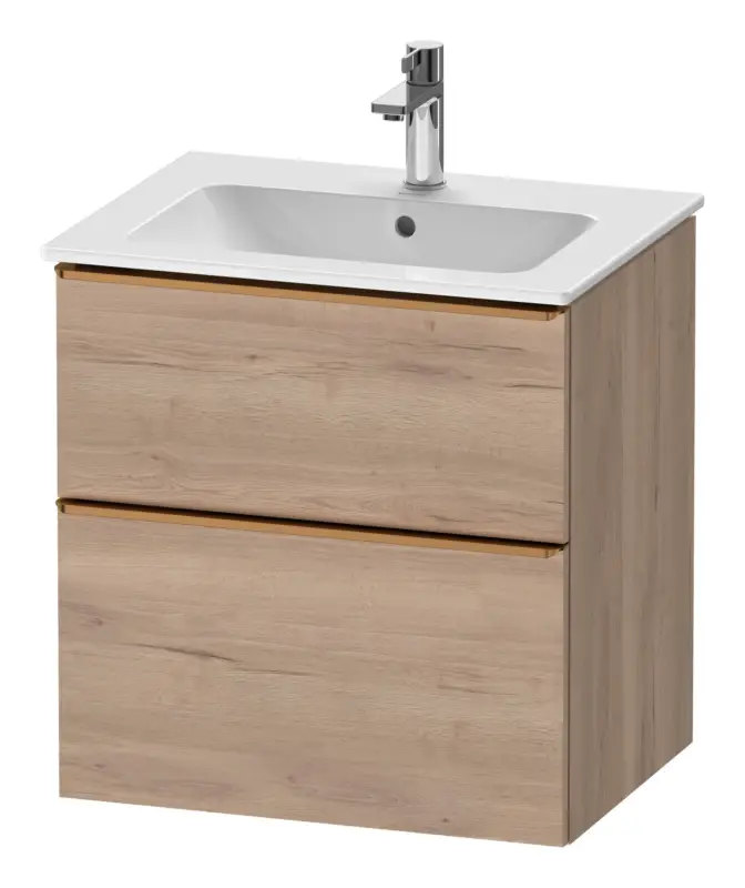 Duravit D-Neo Waschtischunterschrank mit 2 Auszügen Griff Bronze Gebürstet 610 x 625 x 462 mm - Eiche Marmoriert Matt Highlight