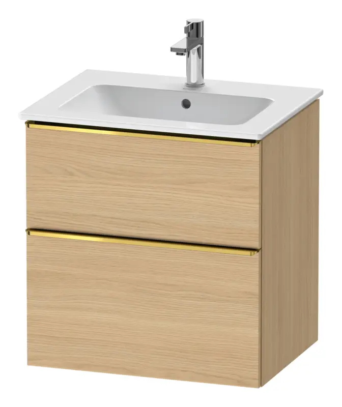 Geprüft Duravit D-Neo Waschtischunterschrank mit 2 Auszügen Griff Gold Poliert 610 x 625 x 462 mm - Eiche Natur Matt