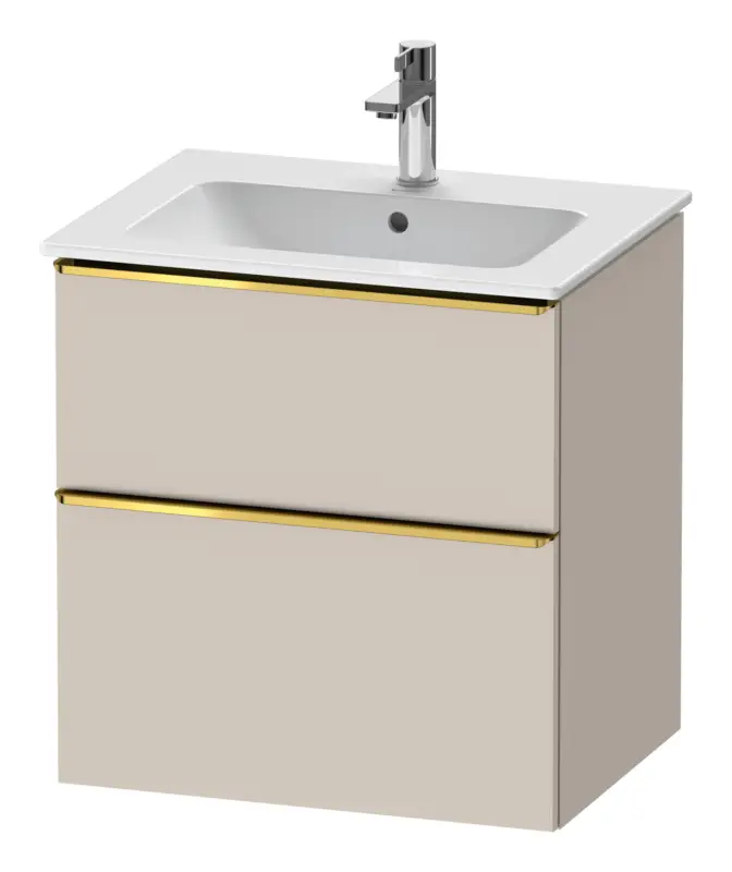 Beliebt Duravit D-Neo Waschtischunterschrank mit 2 Auszügen Griff Gold Poliert 610 x 625 x 462 mm - Taupe Matt