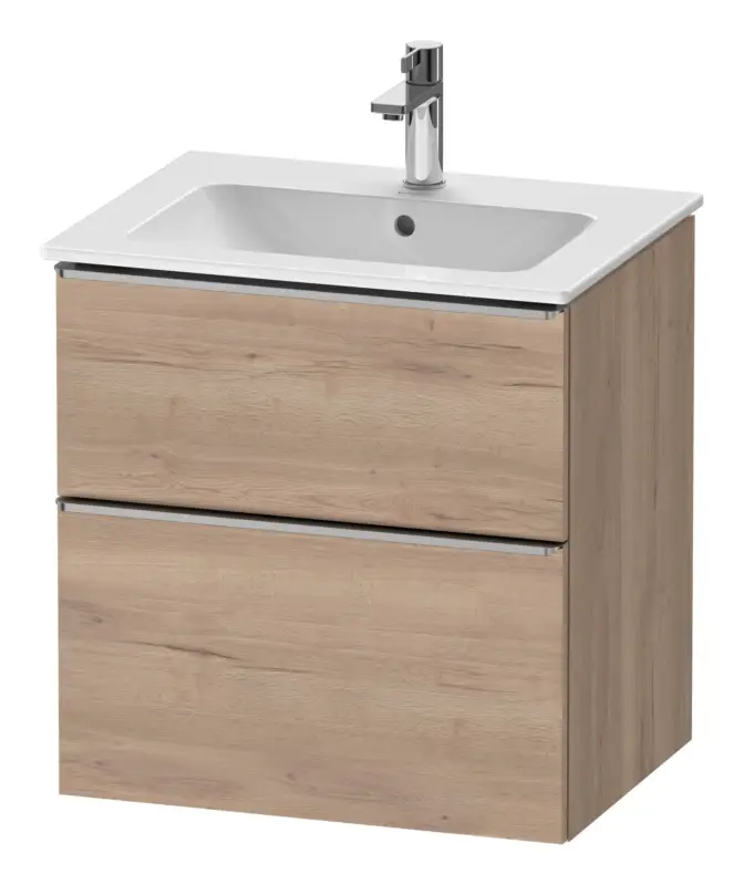 Günstig Duravit D-Neo Waschtischunterschrank mit 2 Auszügen Griff Edelstahl Gebürstet 610 x 625 x 462 mm - Eiche Marmoriert Matt