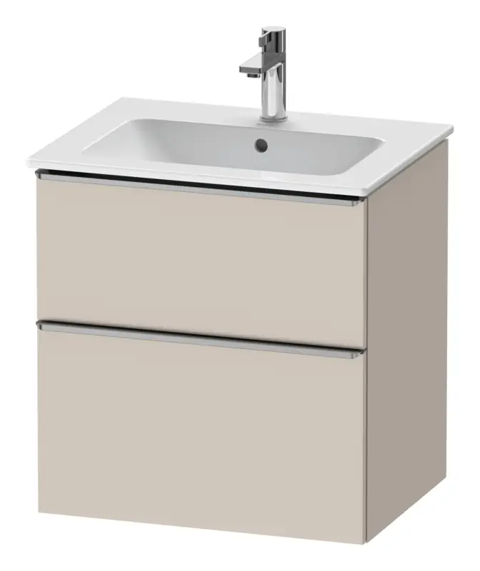 Duravit D-Neo Waschtischunterschrank mit 2 Auszügen Griff Edelstahl Gebürstet 610 x 625 x 462 mm - Taupe Matt Neu Im Sortiment