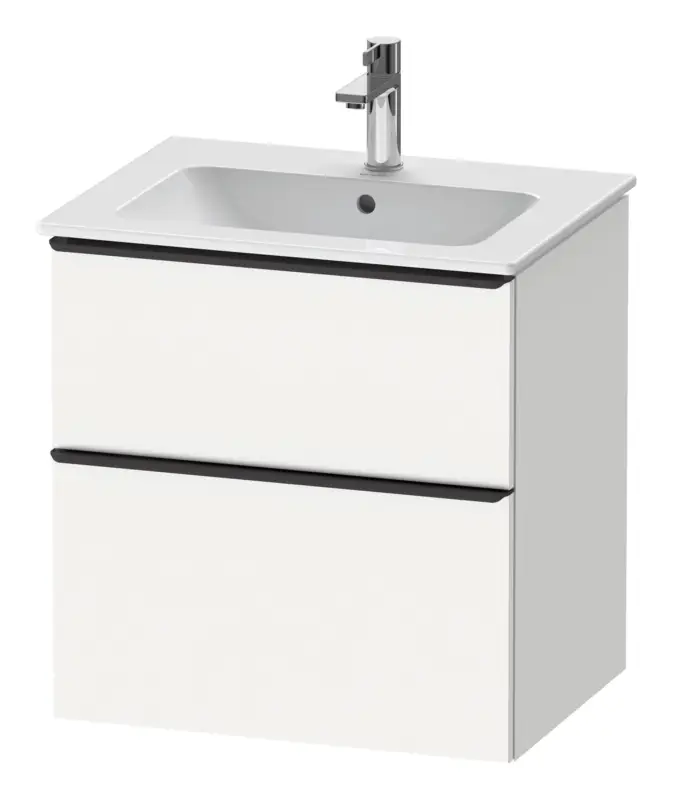 Duravit D-Neo Waschtischunterschrank mit 2 Auszügen Griff Diamantschwarz Matt 610 x 625 x 462 mm - Weiß Matt Highlight