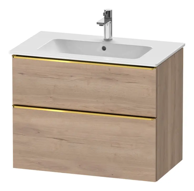Duravit D-Neo Waschtischunterschrank für 233683 mit 2 Auszügen Griff Gold Poliert 810 x 625 x 462 mm - Eiche Marmoriert Matt Markenprodukt