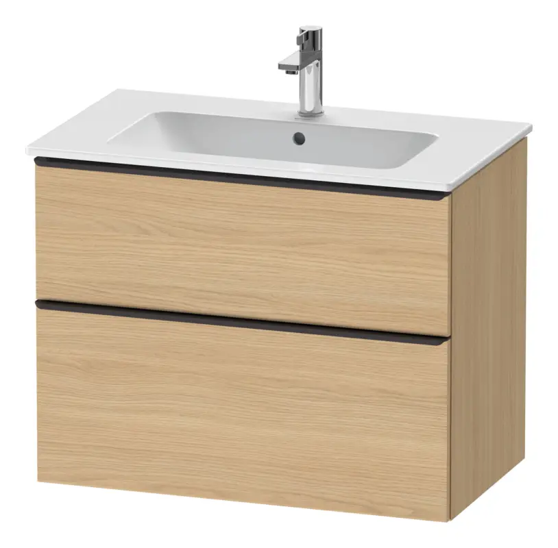 Neue Kollektion Duravit D-Neo Waschtischunterschrank für 233683 mit 2 Auszügen Griff Diamantschwarz Matt 810 x 625 x 462 mm - Eiche Natur Matt