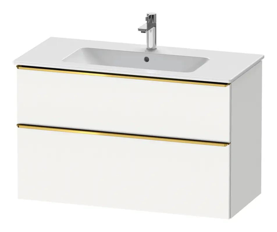 Günstig Duravit D-Neo Waschtischunterschrank mit 2 Auszügen Griff Gold Poliert 1010 x 625 x 462 mm - Weiß Matt
