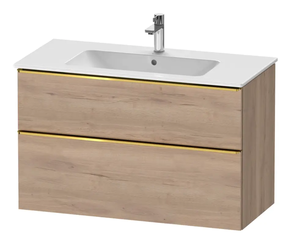 Duravit D-Neo Waschtischunterschrank mit 2 Auszügen Griff Gold Poliert 1010 x 625 x 462 mm - Eiche Marmoriert Matt Must-Have