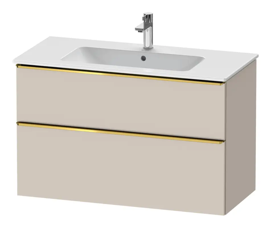 Schnäppchen Duravit D-Neo Waschtischunterschrank mit 2 Auszügen Griff Gold Poliert 1010 x 625 x 462 mm - Taupe Matt