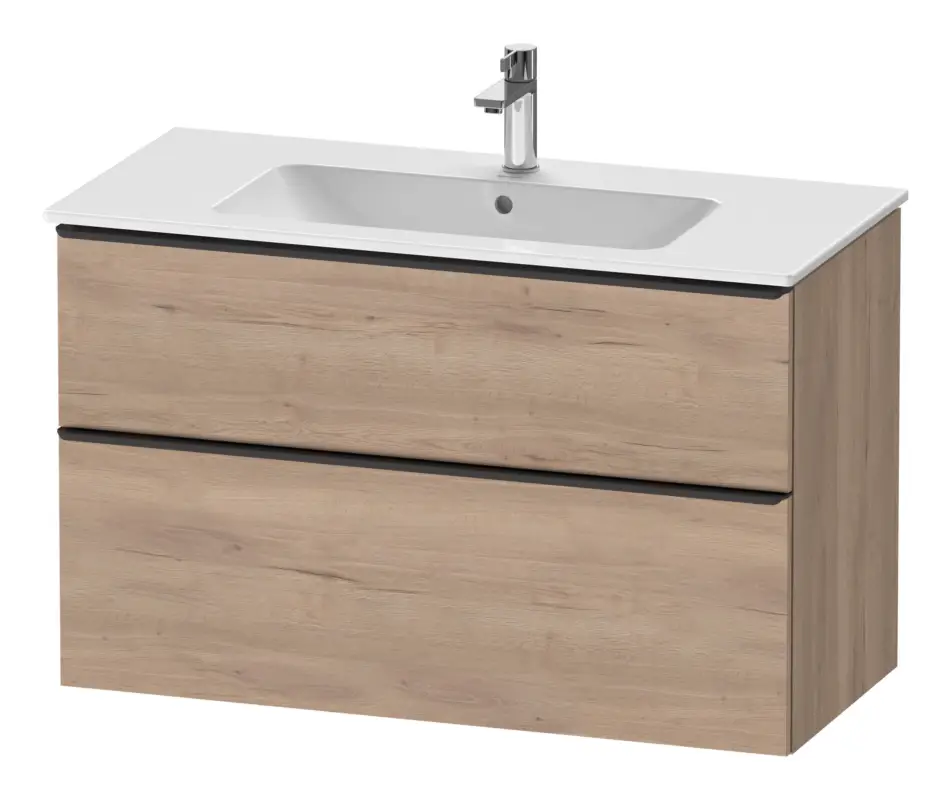 Duravit D-Neo Waschtischunterschrank mit 2 Auszügen Griff Diamantschwarz Matt 1010 x 625 x 462 mm - Eiche Marmoriert Matt Neu