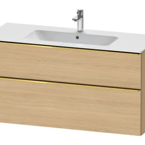 Zertifiziert Duravit D-Neo Waschtischunterschrank mit 2 Auszügen Griff Gold Poliert 1210 x 625 x 462 mm - Eiche Natur Matt