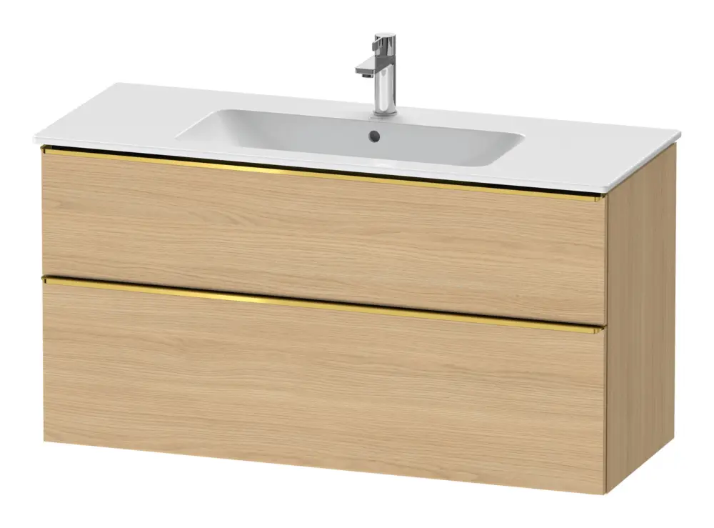Zertifiziert Duravit D-Neo Waschtischunterschrank mit 2 Auszügen Griff Gold Poliert 1210 x 625 x 462 mm - Eiche Natur Matt