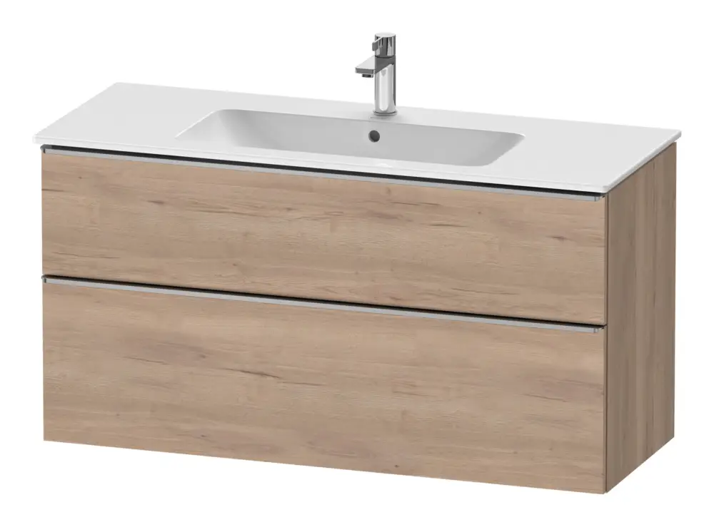 Must-Have Duravit D-Neo Waschtischunterschrank mit 2 Auszügen Griff Edelstahl Gebürstet 1210 x 625 x 462 mm - Eiche Marmoriert Matt