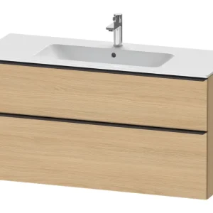 Wochenendangebot Duravit D-Neo Waschtischunterschrank mit 2 Auszügen Griff Diamantschwarz Matt 1210 x 625 x 462 mm - Eiche Natur Matt