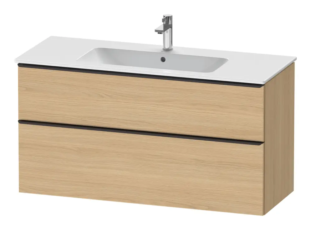 Wochenendangebot Duravit D-Neo Waschtischunterschrank mit 2 Auszügen Griff Diamantschwarz Matt 1210 x 625 x 462 mm - Eiche Natur Matt