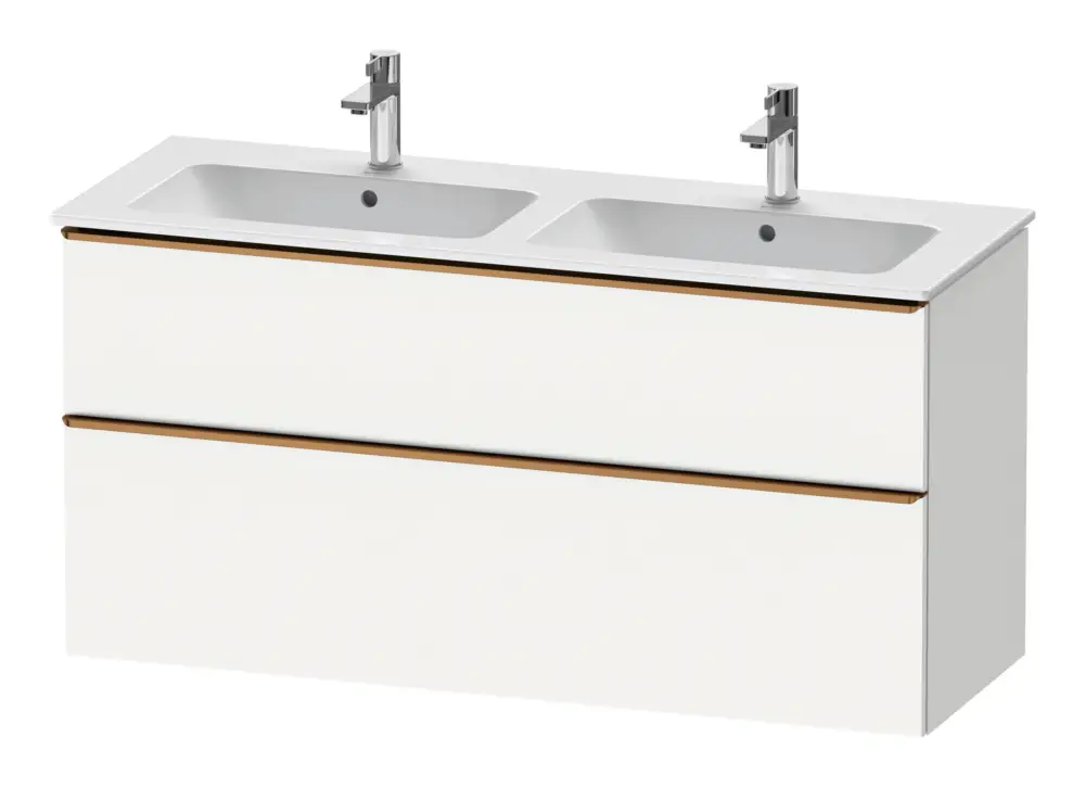 Duravit D-Neo Waschtischunterschrank für 2 Becken mit 2 Auszügen Griff Bronze Gebürstet 1280 x 625 x 462 mm - Weiß Matt Garantierte Lieferung