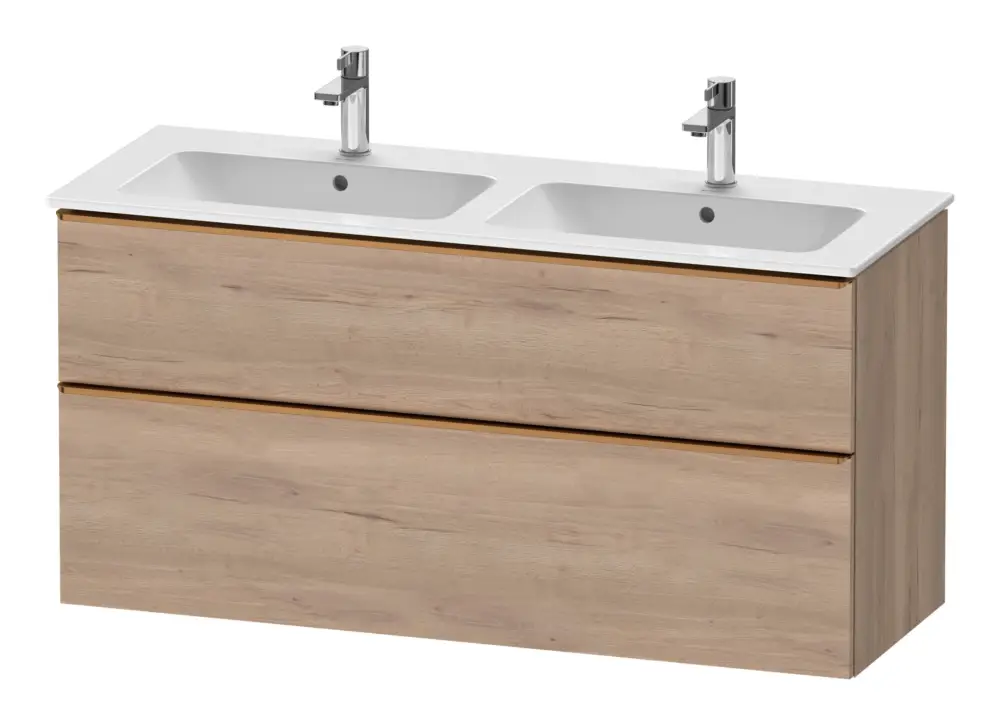 Günstig Duravit D-Neo Waschtischunterschrank für 2 Becken mit 2 Auszügen Griff Bronze Gebürstet 1280 x 625 x 462 mm - Eiche Marmoriert Matt