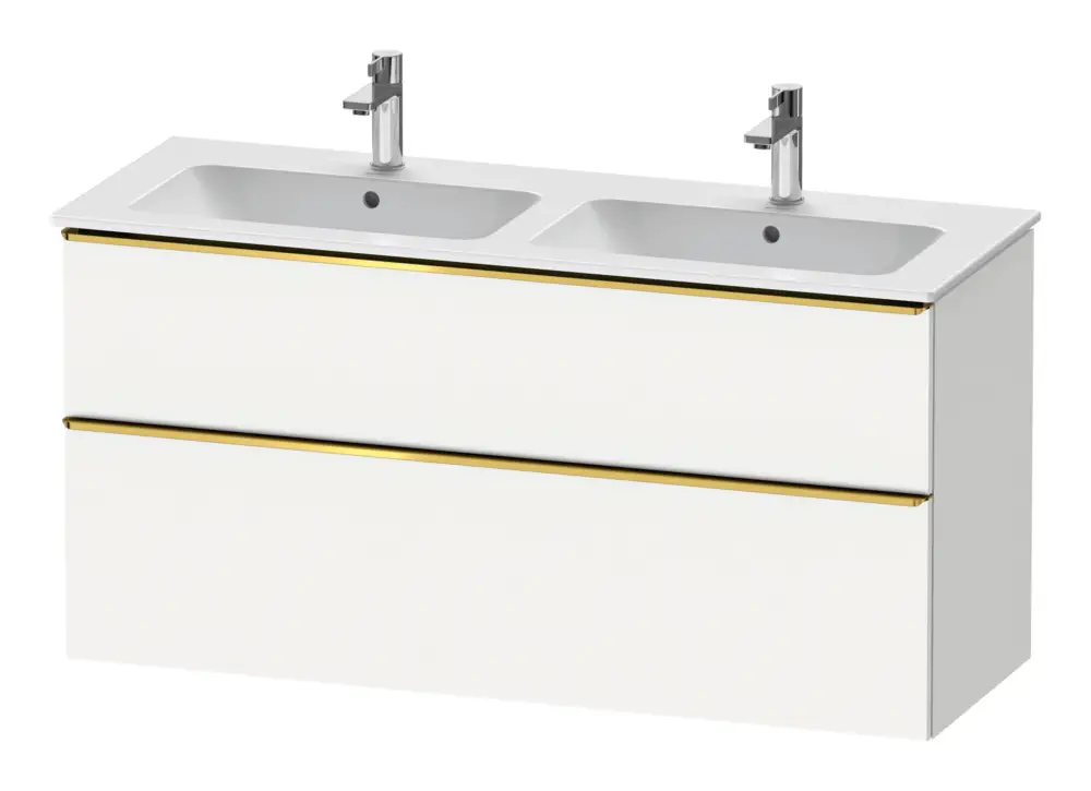 Duravit D-Neo Waschtischunterschrank für 2 Becken mit 2 Auszügen Griff Gold Poliert 1280 x 625 x 462 mm - Weiß Matt Kracherpreis