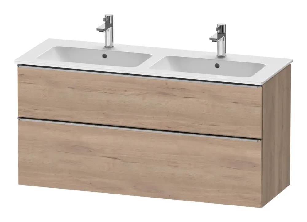 Duravit D-Neo Waschtischunterschrank für 2 Becken mit 2 Auszügen Griff Edelstahl Gebürstet 1280 x 625 x 462 mm - Eiche Marmoriert Matt Preisreduziert