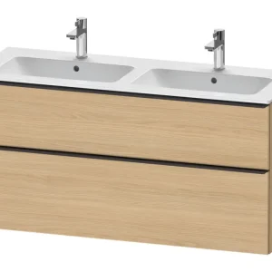 Versand Am Gleichen Tag Duravit D-Neo Waschtischunterschrank für 2 Becken mit 2 Auszügen Griff Diamantschwarz Matt 1280 x 625 x 462 mm - Eiche Natur Matt