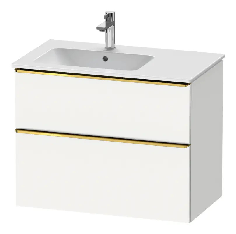 Expressversand Duravit D-Neo Waschtischunterschrank für 234583 mit 2 Auszügen Griff Gold Poliert 810 x 625 x 462 mm - Weiß Matt